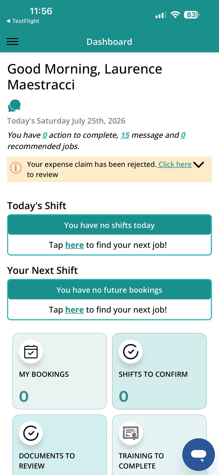 Capture d'écran de l'app 1CRM (accueil)
