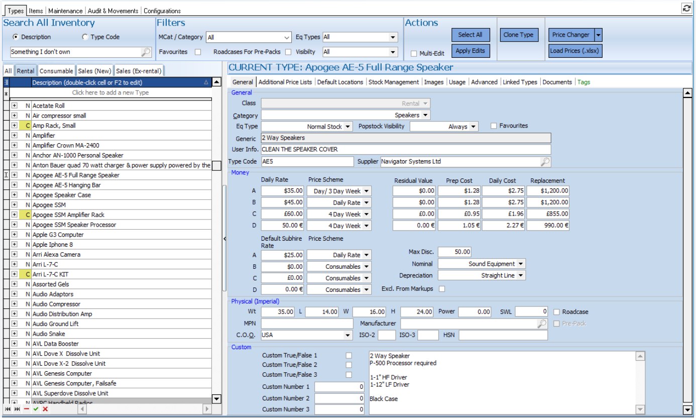 Interface Hiretrack NX (fiche type d'équipement)